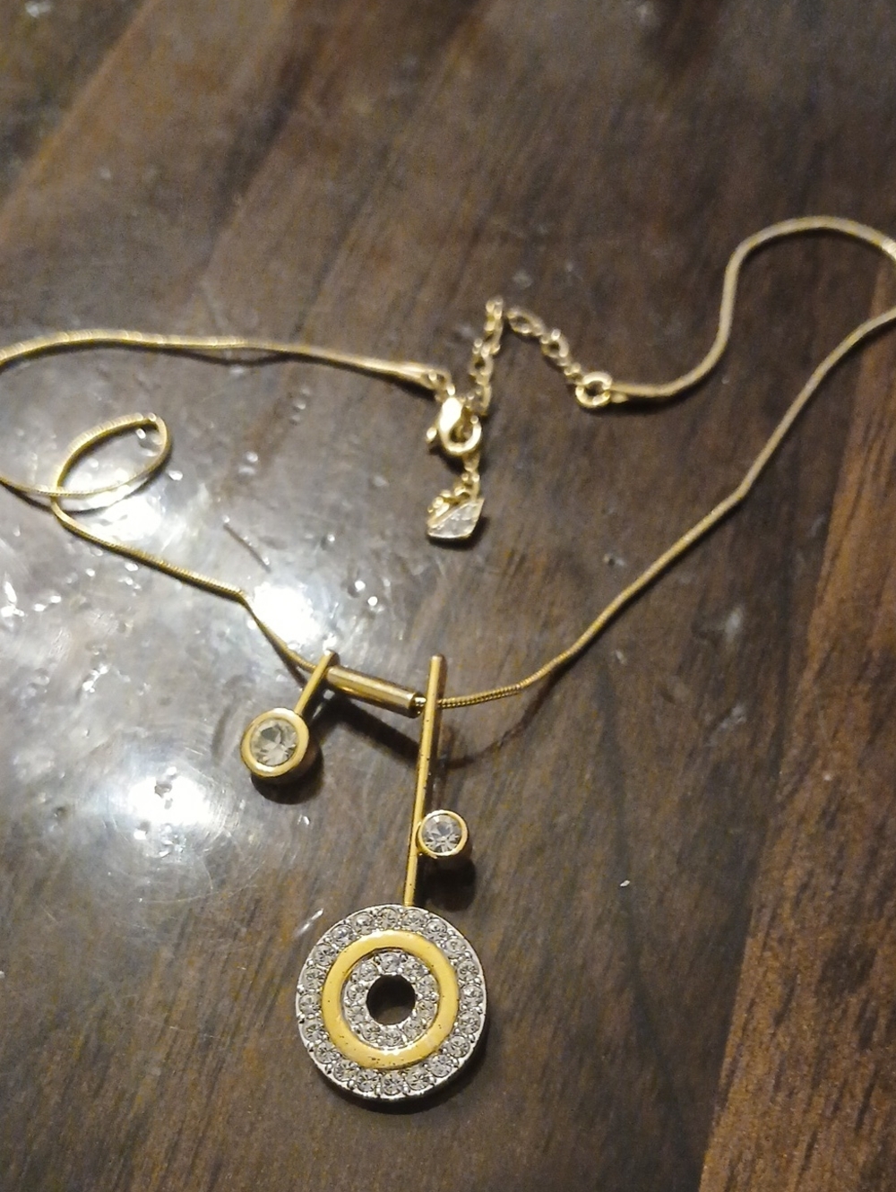 Swarovski Gold and Crystal Circle Pendant Necklace